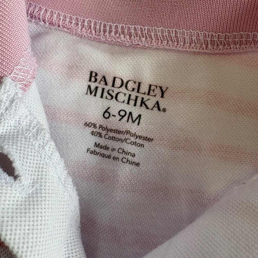 Badgley Mischka Infant Girls 6-9M Striped Pink White Polo Dress Embroider Anchor - Picture 3 of 6